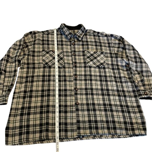 VINTAGE Plaid Fleece Button Down Long Sleeve Shirt Wool Blend Canada Men's Large - Picture 11 of 13